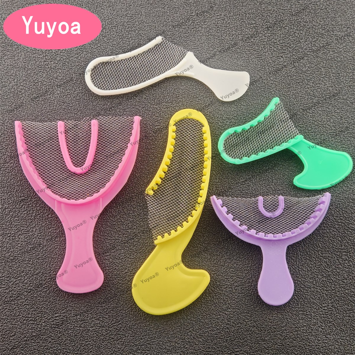 100 個ブルー歯科バイト印象トレイトリプル登録ネット義歯トレイメッシュ使い捨てプラスチック歯ホルダー