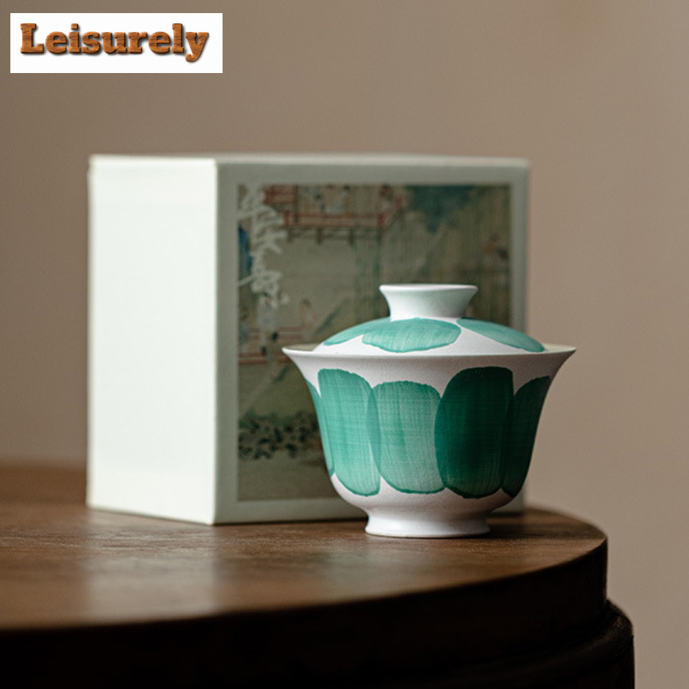 120 ミリリットル日本の粉末陰 Gaiwan クリエイティブブラシグリーンソペラ茶 Tureen ティーメーカーカバーボウル茶道用品コレクション