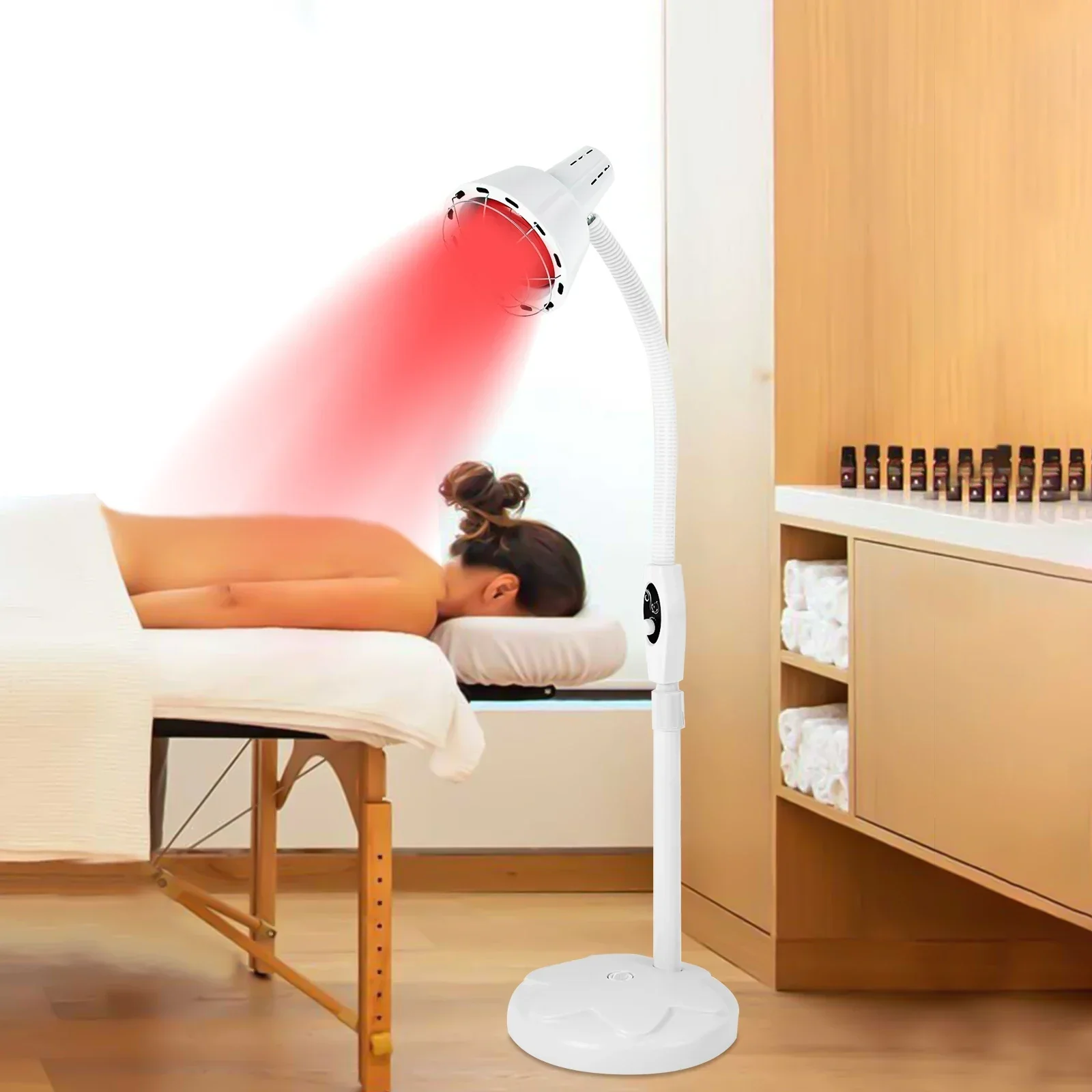 赤外線ライトランプ、シングルヘッドヒートライト、110V 275W 温度調節可能なヘアヒートランプマシン、サロンヒートランプ機器