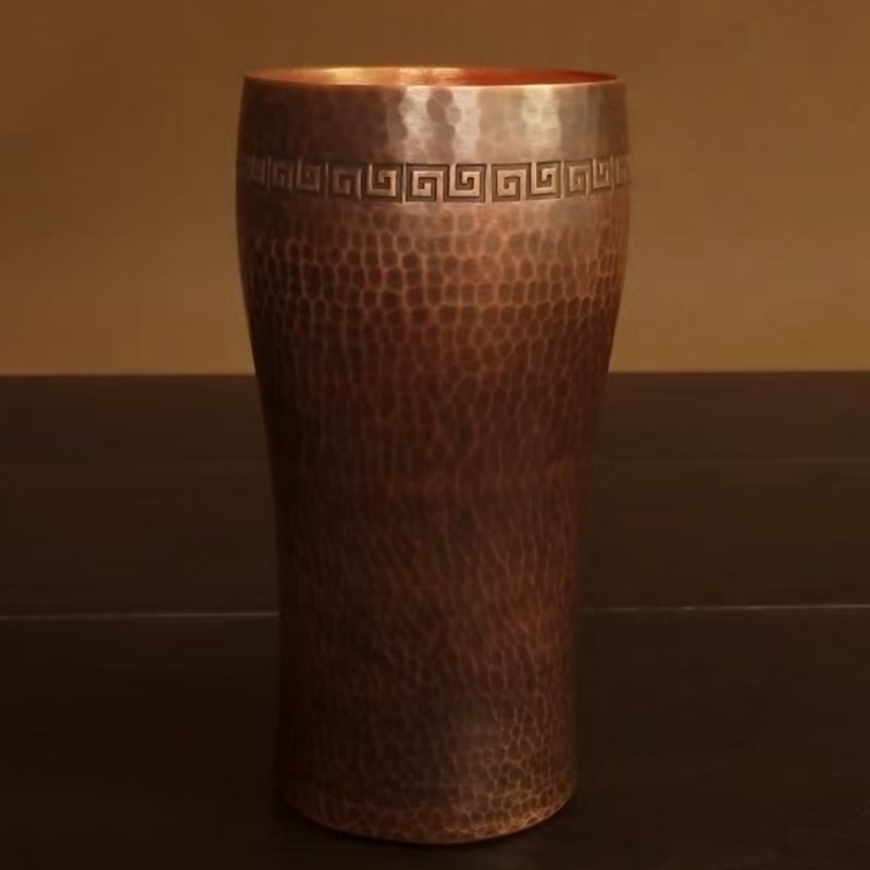 純銅コーヒーカップ、手作り彫刻ハンマーテクスチャ500ミリリットルミルクモスコミュールタンブラービールマグ、ヴィンテージティーウォーター食器