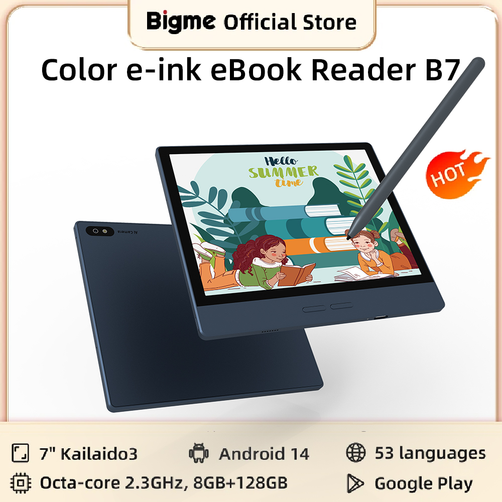 Bigme 7 インチ電子ブック B7、カラー E インク電子ブックリーダー、300PPI、8 128GB、Android14 オープンシステム、4G 通話付き電子リーダータブレット