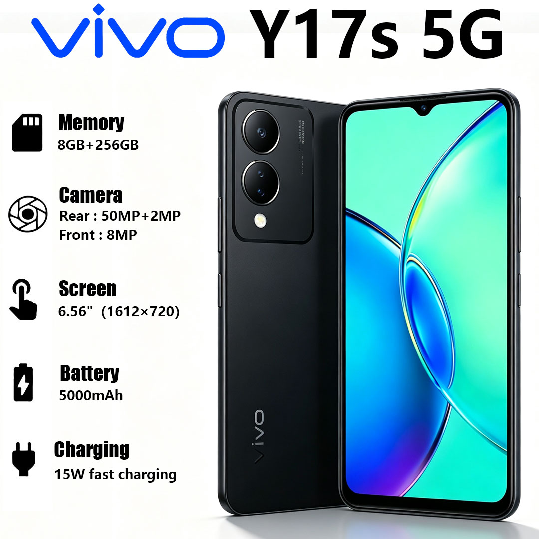 VIVO Y17s 5G ロック解除スマートフォン 6.56 インチディスプレイ 50MP AI カメラ 5000mAh 長いバッテリー寿命 15W 充電デュアル SIM グローバル携帯電話