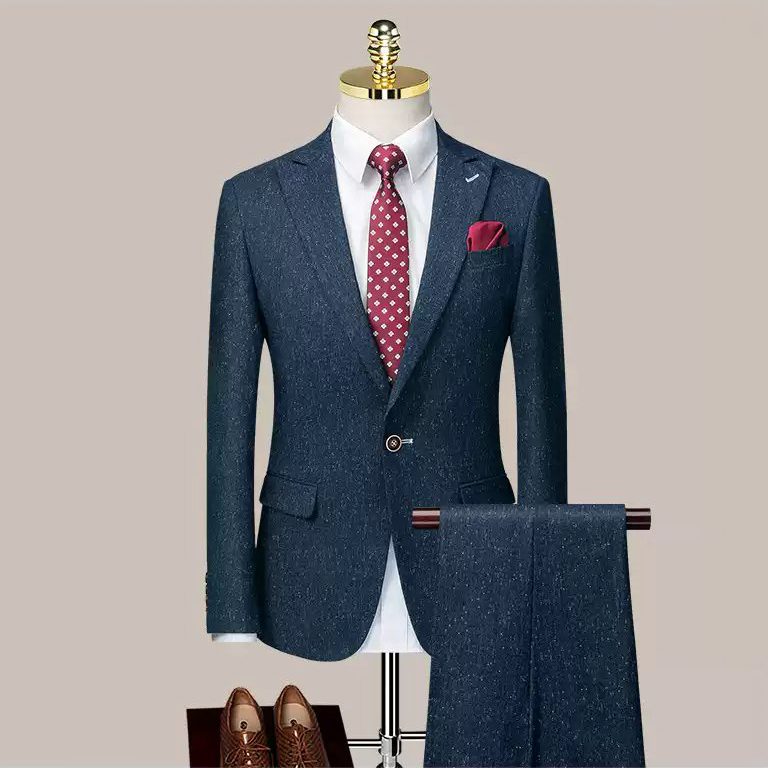 Men's Formal Suit 3 Pieces Snow Blue Slim Groom Business Peaked Lapel High Quality Single Breasted Suit Set for Men
