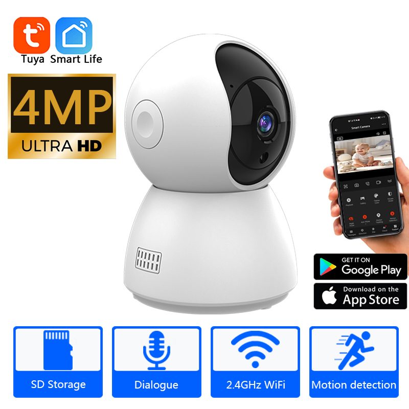 HD 4MP Tuya スマートミニ WiFi IP カメラ監視カメラ自動追跡屋内ワイヤレスセキュリティホーム CCTV ベビーモニター