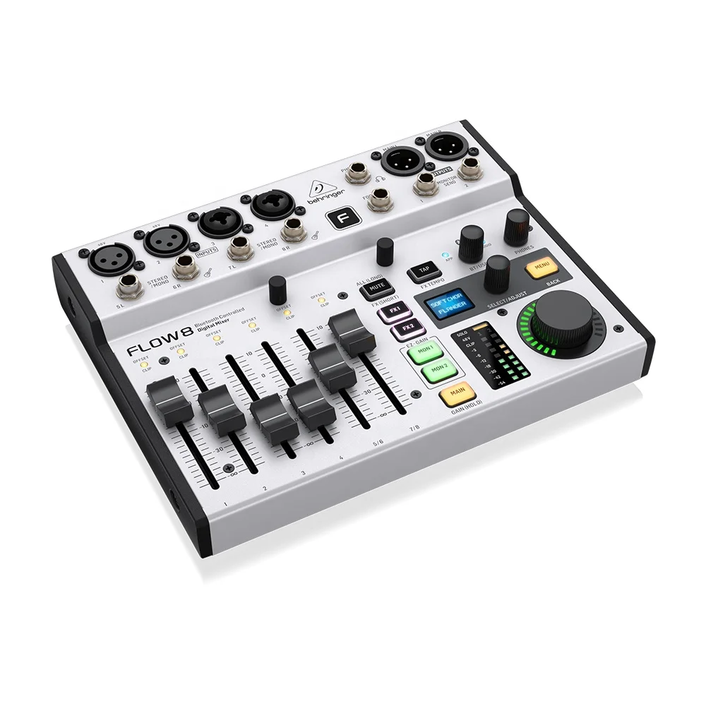 Behringer Flow 8 デジタルミキサー音楽機器ライブオーディオサウンドカード 48V ファンタム電源付き