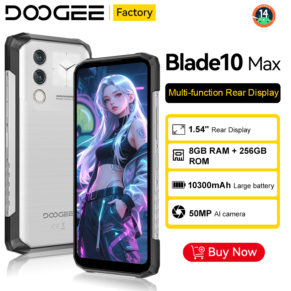 DOOGEE Blade 10 Max Smartphon 4G 6.56インチ 90Hz ディスプレイ Unisoc T606 オクタコア携帯電話 20GB(8 12) 256GB 50MP 10300mAh Android 14