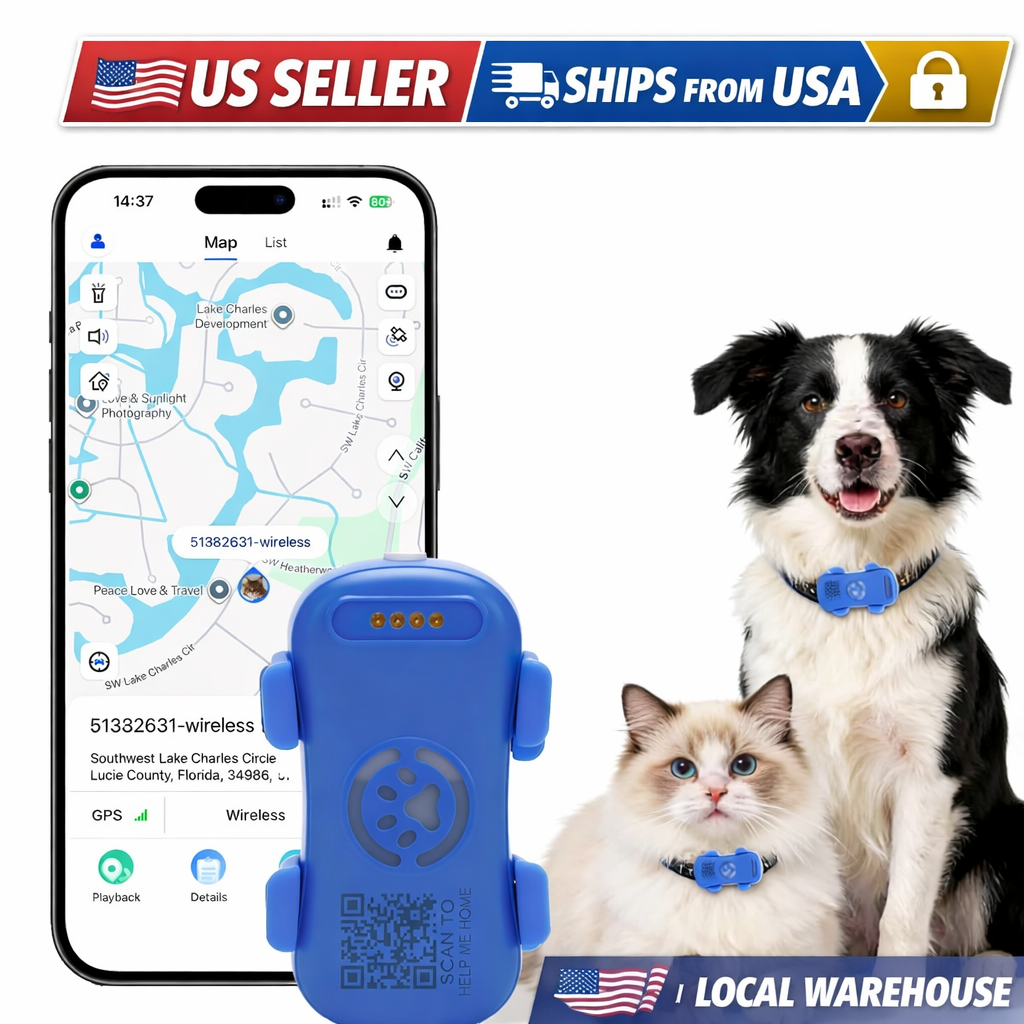 犬猫用4G GPSトラッカー、ライトサウンドアラーム付きリアルタイムペットロケーター、米国販売者、IP67防水、安全ゾーン、アプリサブスクリプション付き、米国在庫