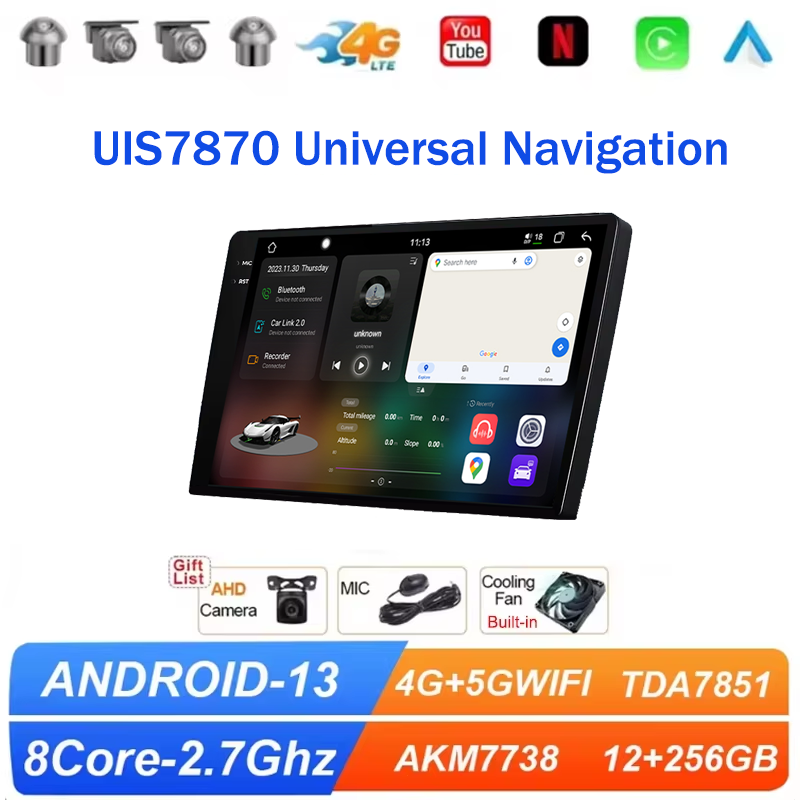 Uis7870 Android13 カーラジオオートラジオ 9 "/10 インチユニバーサル WIFI GPS カーオーディオマルチメディアプレーヤーヒュンダイ日産トヨタ起亜