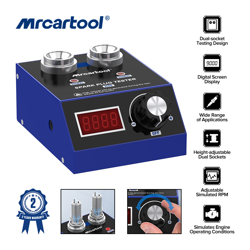 MRCARTOOL H90 デジタル車のスパークプラグテスター点火テスターダブルホールアナライザー自動車診断ツール高さ調整可能
