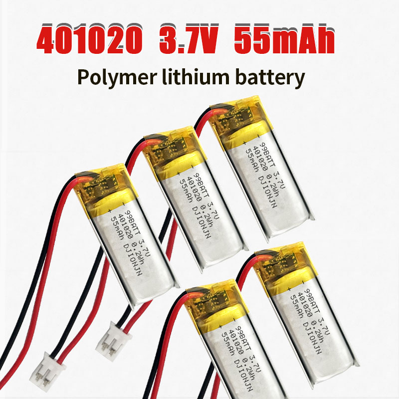 1-10 個 401020 3.7V バッテリー 55mAh リチウム電池ポリマー充電式 PH2.0mm 2P ワイヤレス Bluetooth ヘッドセットレコーダーペン用
