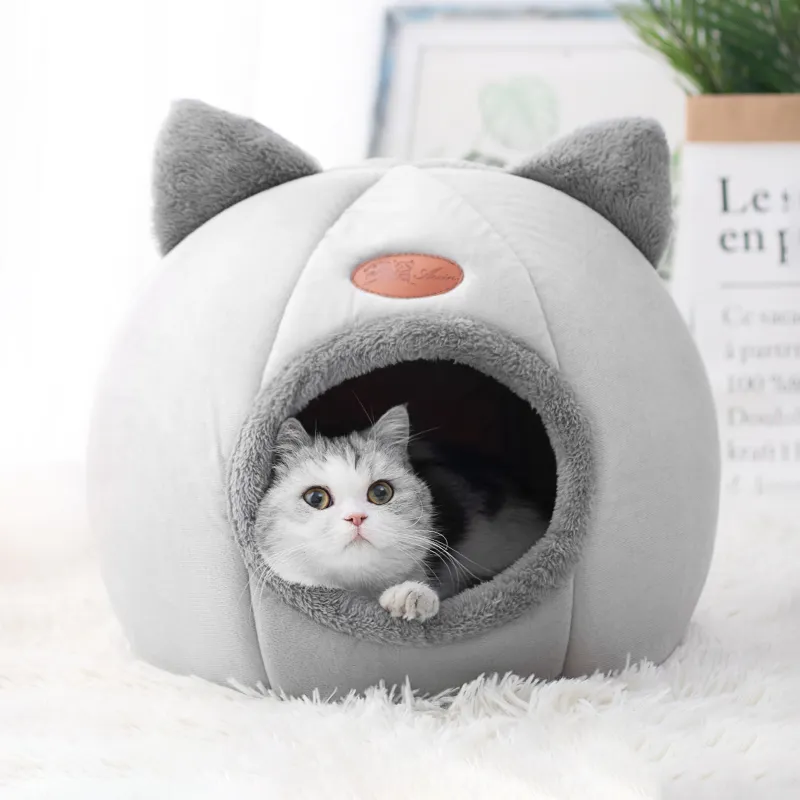 新しい深い睡眠快適冬猫ベッド iittle マットバスケット小型犬小屋製品ペットテント居心地の良い洞窟の巣屋内カマガトー