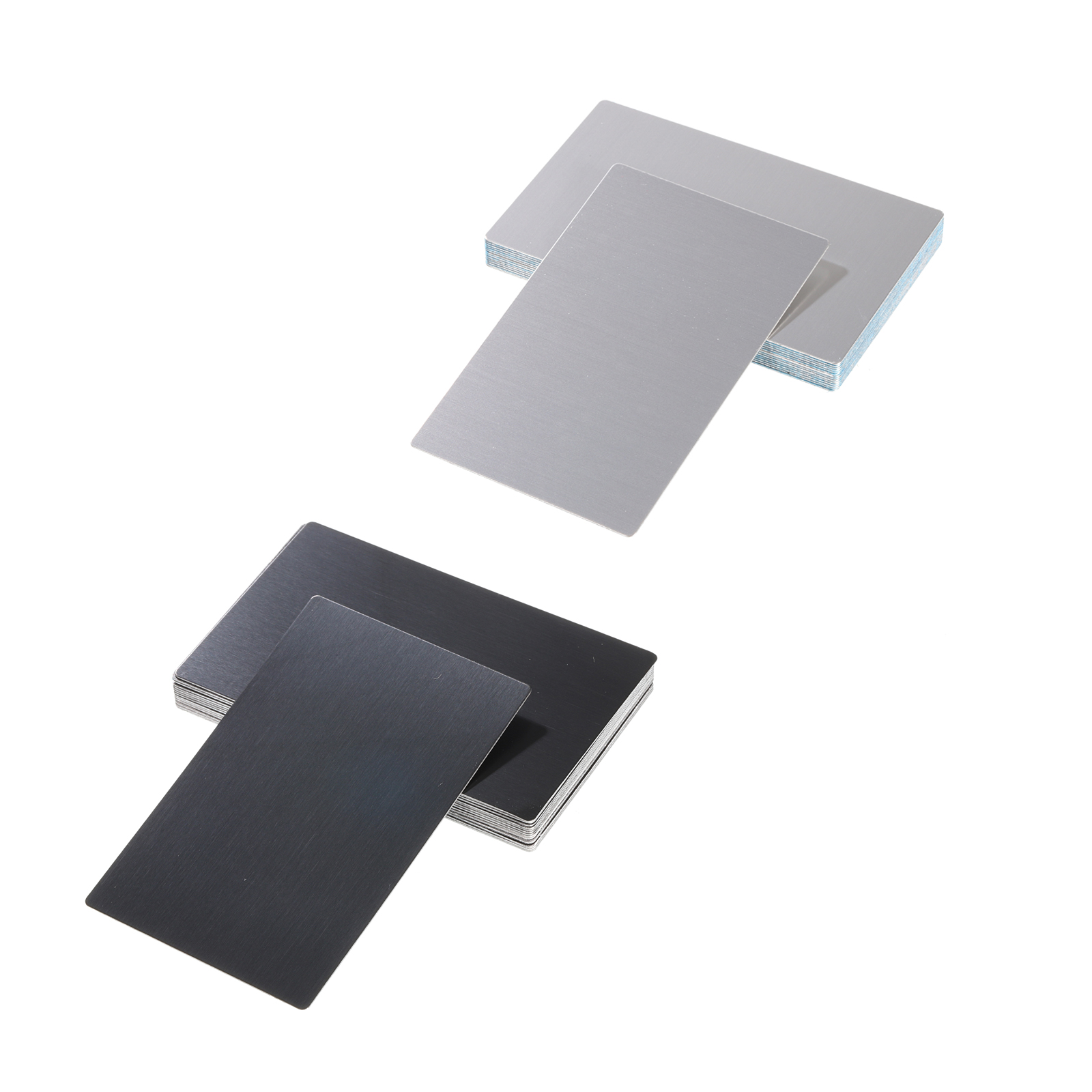 15枚入り ブランクメタル名刺 アルマイト加工アルミシート レーザー彫刻用名刺 DIYカード 80x50x 0.5/0.8/1mm ブラック/シルバー