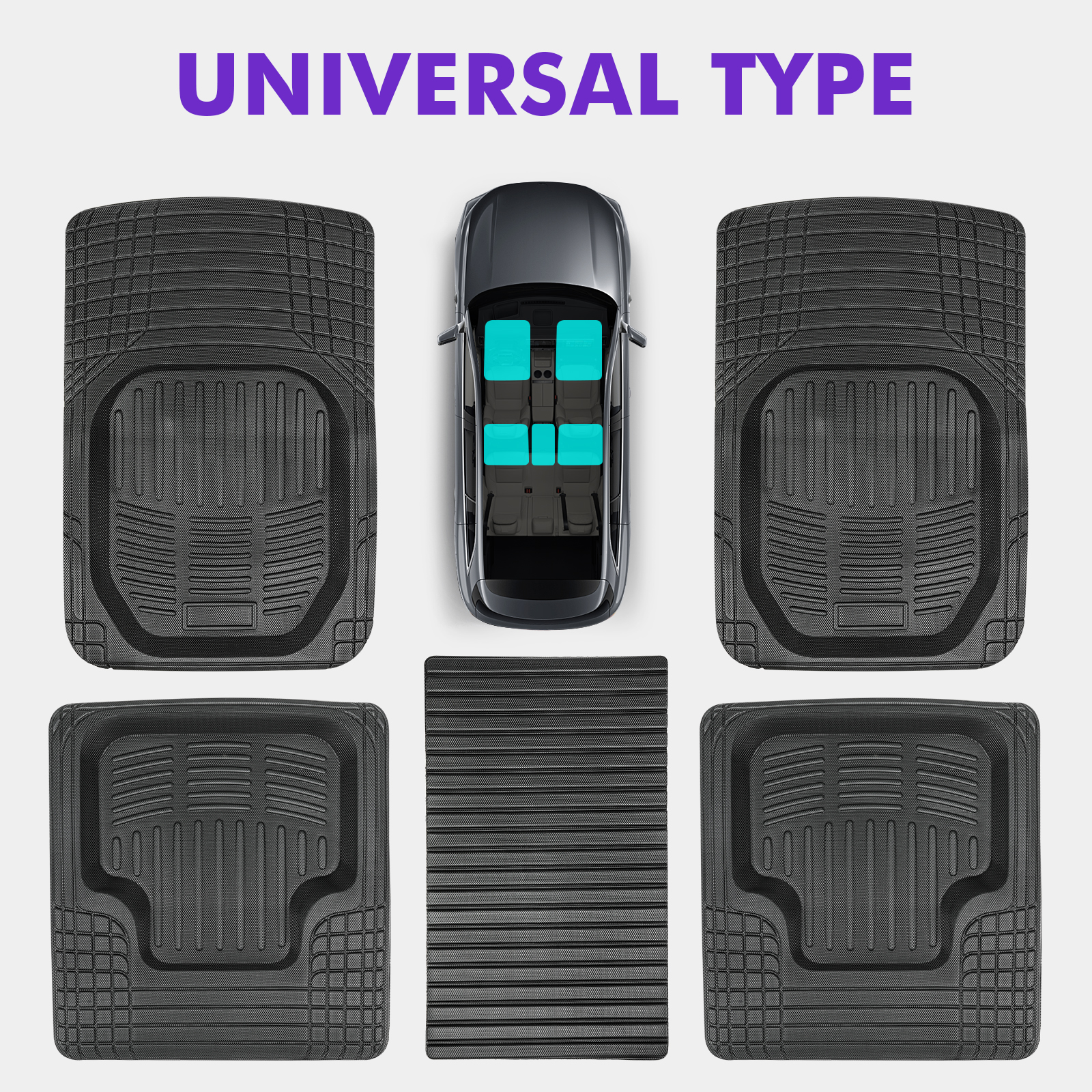 5 個ユニバーサル自動車フロアマット全天候 TPE フットマットパッド防水トレイマットインテリアアクセサリーフォードエクスプローラー用