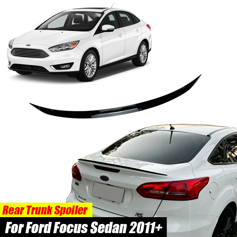 フォードアクセサリーフォーカスセダン 2010 車のリアトランクスポイラー 121 センチメートルブーツリップキャップウイングボディキットグロスブラック軟質プラスチック