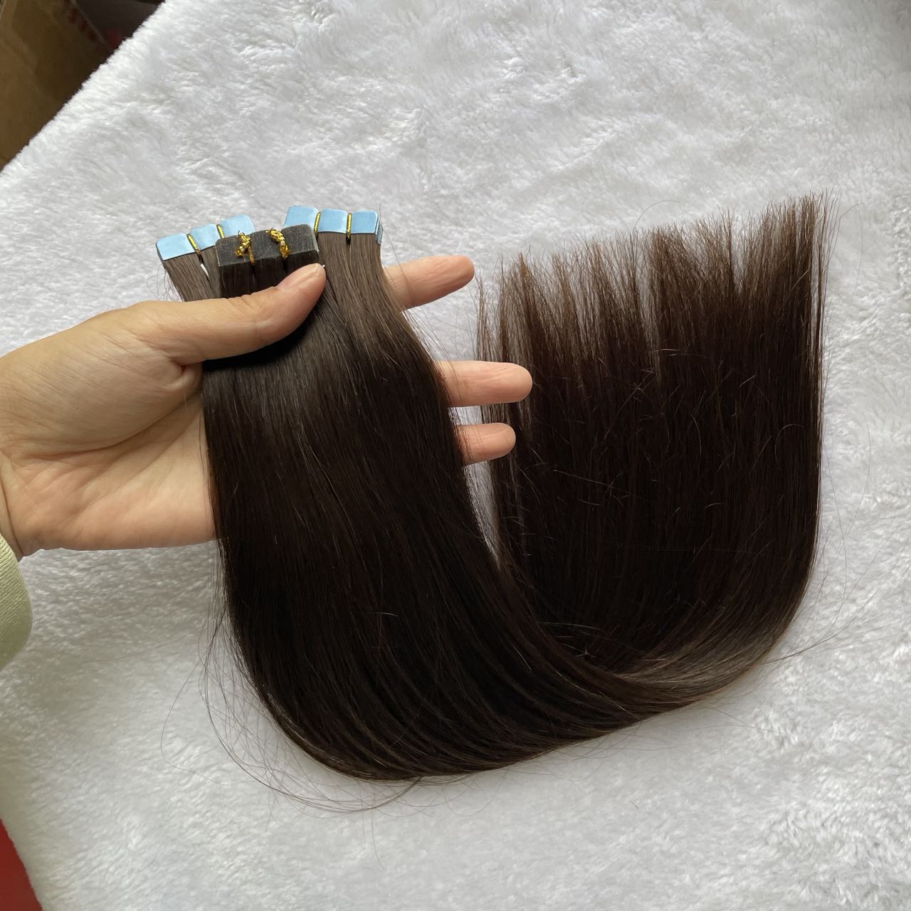 テープ人毛エクステンション 12 "16" 20" 24" ミニテープヘアエクステンションストレート 10 個マシンレミー目に見えない粘着テープヘア