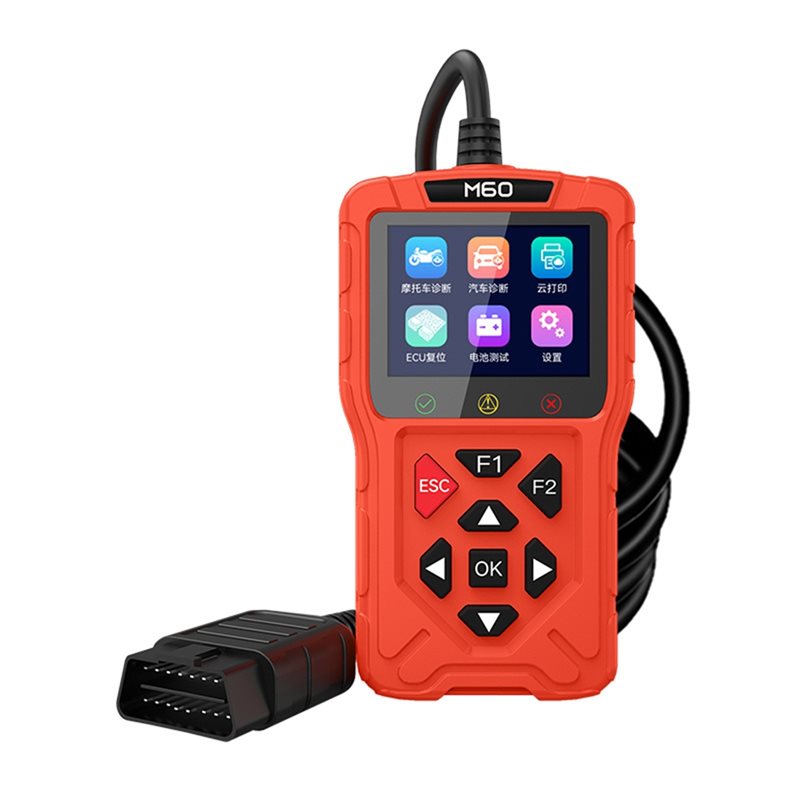 M60 OBD2 スキャナオートバイおよび車両用故障コード読み取り ECU リセット無料自動車 DTC ルックアップルックアップ車診断ツール