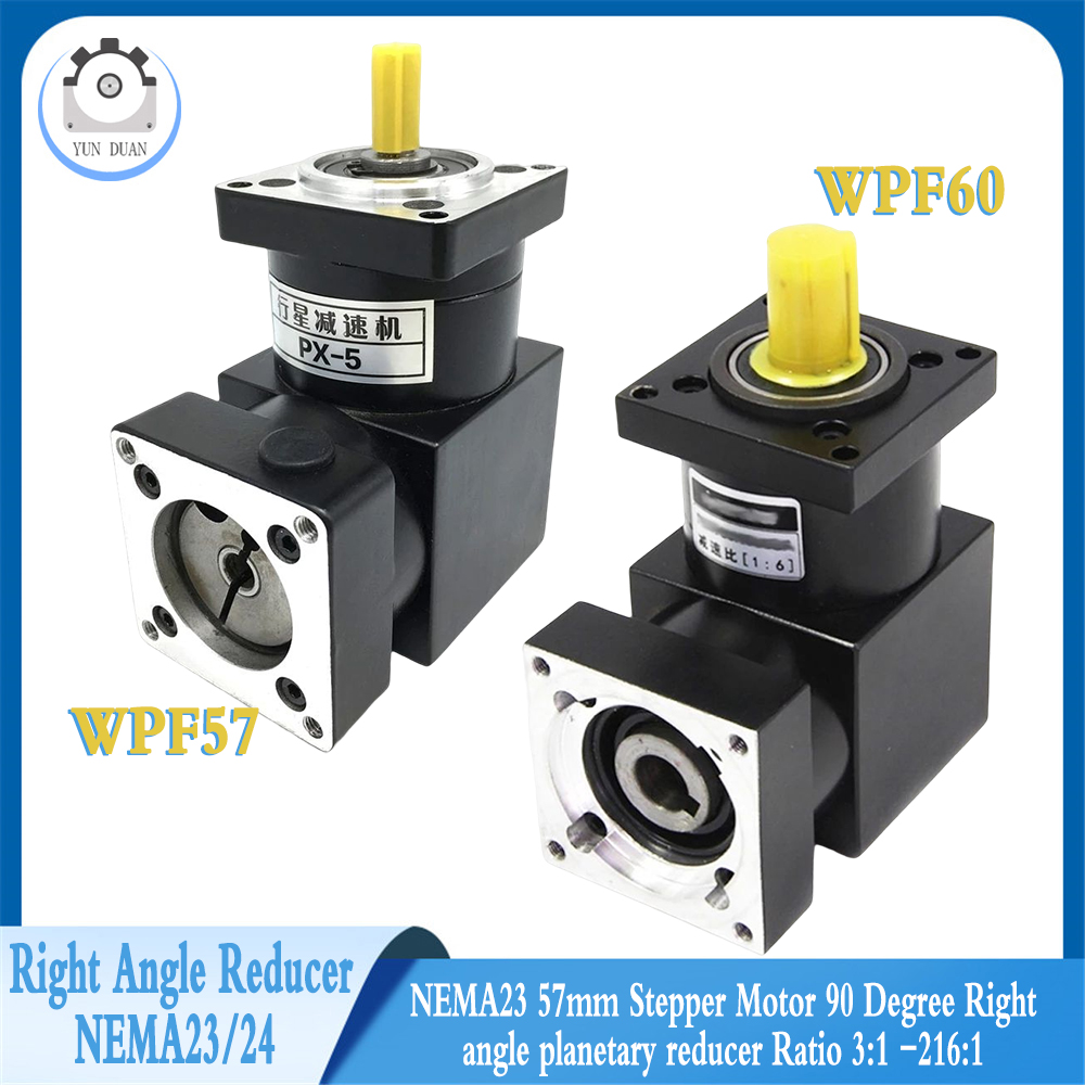 NEMA23 57 ステッピングモーター 90 度直角遊星減速比 3:1 -216:1 出力シャフト 14 ミリメートル CNC 60 フランジサーボモーター用