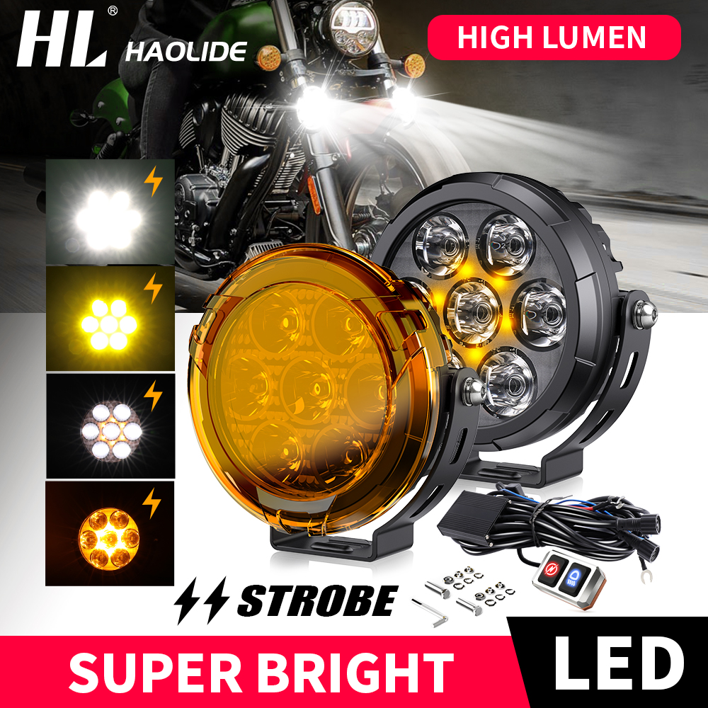 HL 4.5 インチラウンド LED ワークライトワイヤーセット 6500K スポットライトオートバイオフロード使用 UTV 車両の駆動ランプ 12-80V