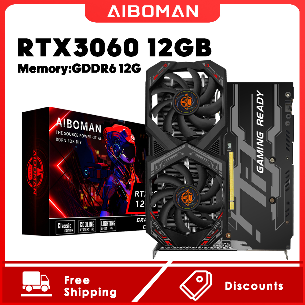 AIBOMAN グラフィックカード GeForce RTX 3060 12GB NVIDIA GPU GDDR6 192bit 8ピン PCI-E 4.0 x16 rtx3060 12gb ゲームに最適