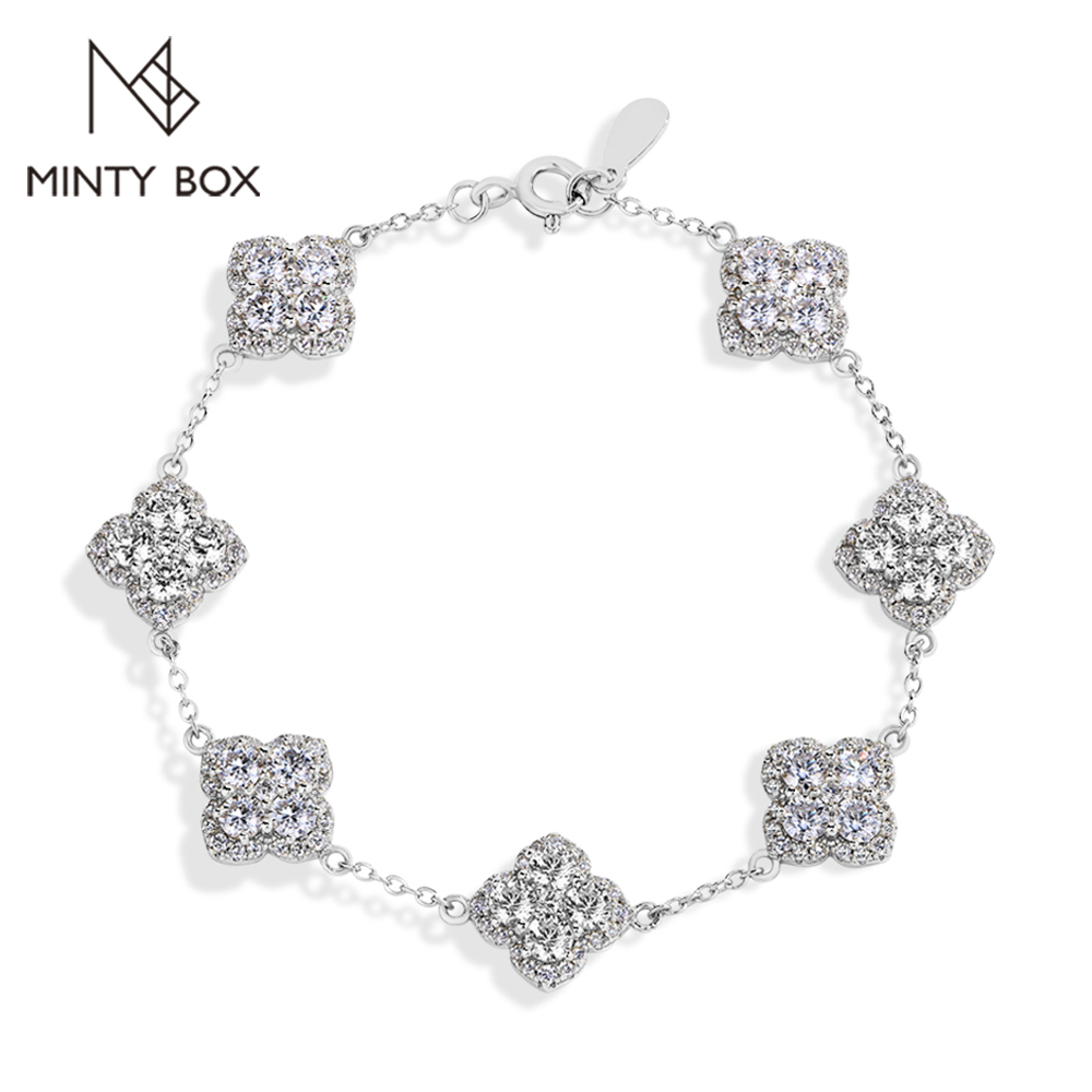 MINTYBOX S925 スターリングシルバーフルモアッサナイトブレスレット D VVS1 ラボダイヤモンド女性のための 18 18k ゴールドメッキ婚約ジュエリーギフト