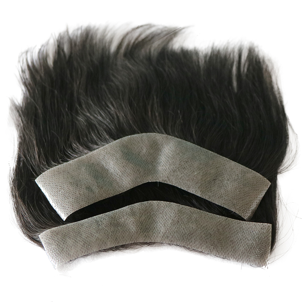 100% 人毛ピース V ループフロントヘアライン額かつら男性かつらレミー毛交換前頭 Hairpeices