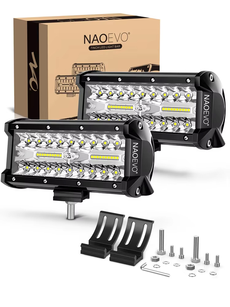 NAOEVO 7 インチ LED ライトバー 240 ワット 24000LM 4x4 オフロードスポットフラッドコンボフォグ LED 防水作業灯トラックボート UTV ATV ジープ用