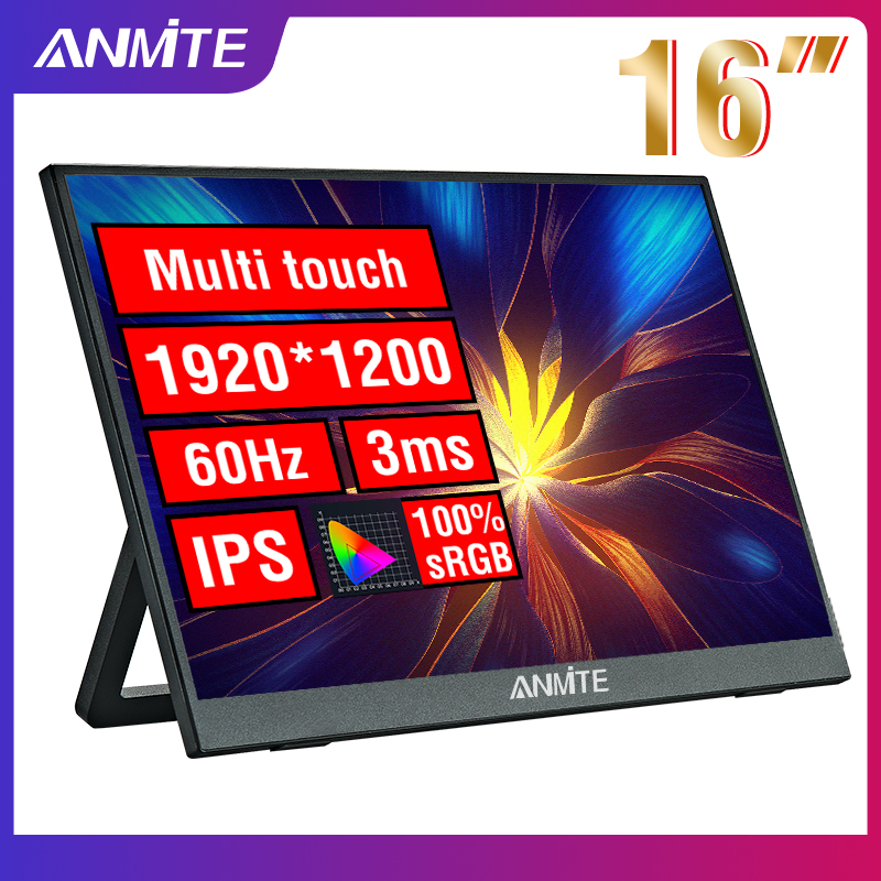 Anmite 16 インチポータブルタッチモニター非タッチオプション 1200P HDR 16:10 XBox PS4/5 スイッチ携帯電話 PC ラップトップ拡張