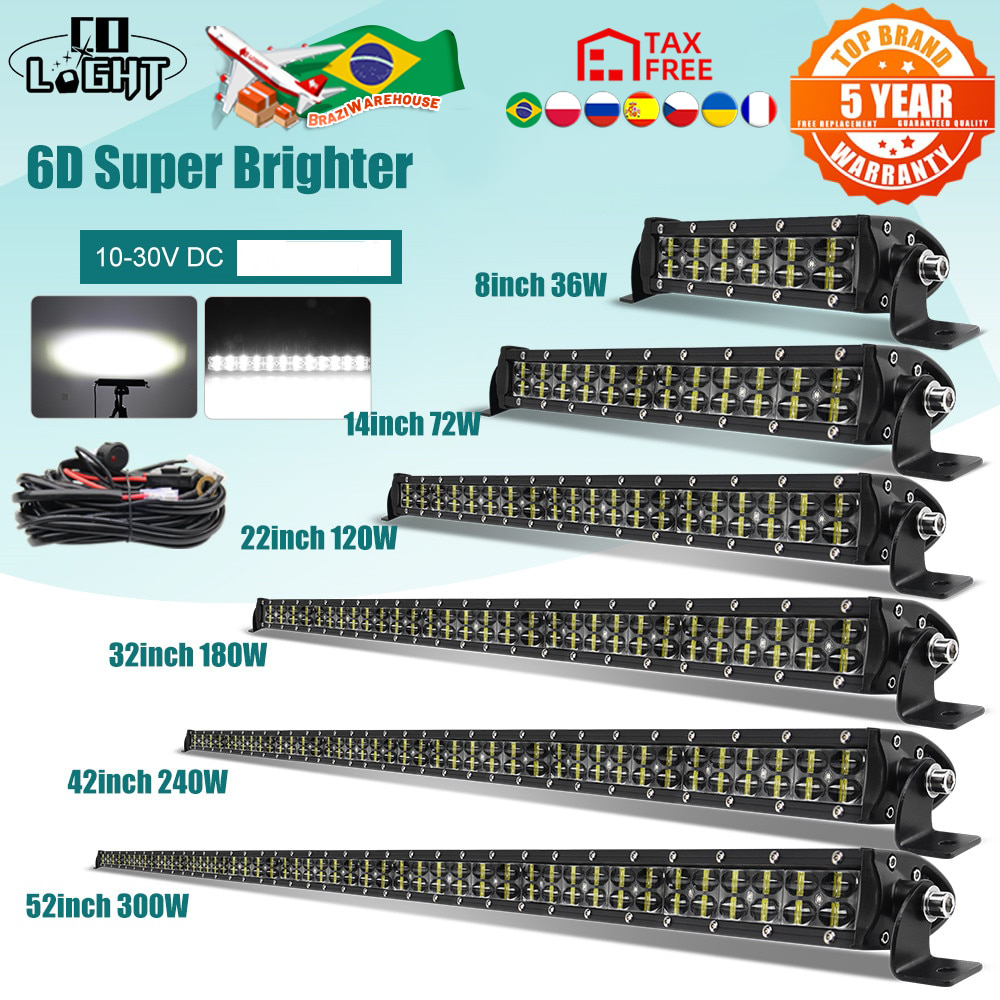 CO LIGHT 8 "14" 22" 32" 42" 52 '' Led ライトバーコンボ 2 列 Led ワークライトバー運転オフロード車トラック 4x4 SUV ATV ボート 12V 24V