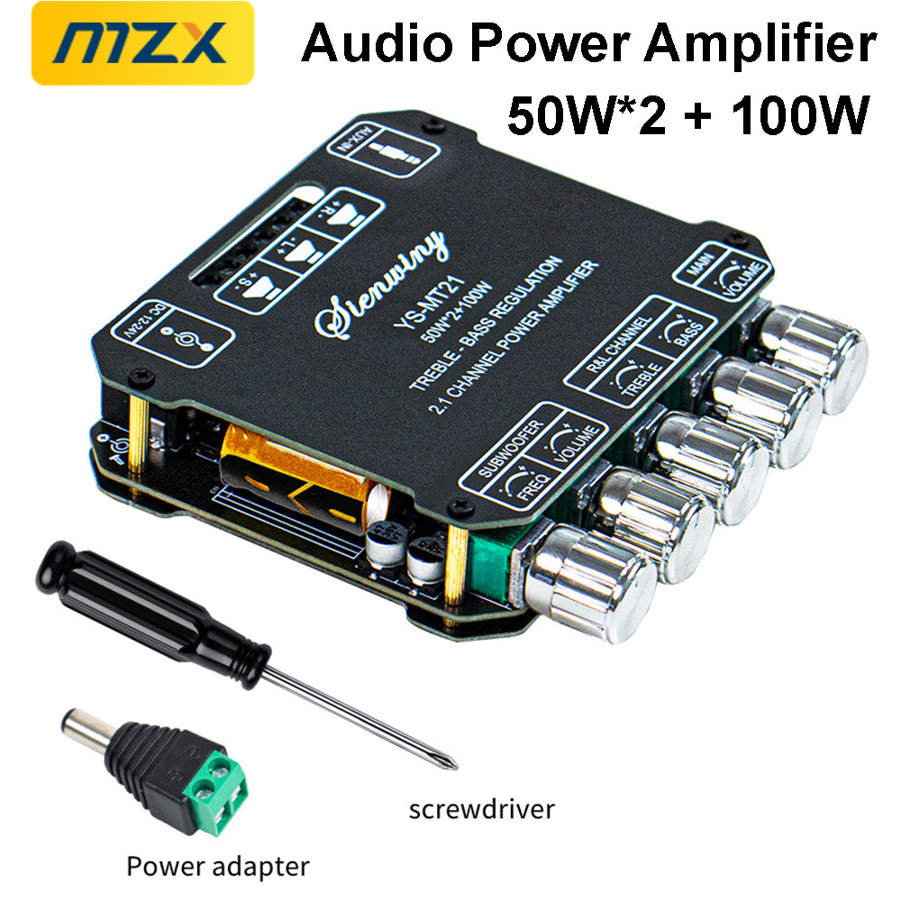 YS-MT21 2.1 チャンネルオーディオパワーアンプ 100W*2 100W デジタルモジュールサブウーファー AUX Blutoth ワイヤレス 12/24V ステレオ HiFi スピーカー