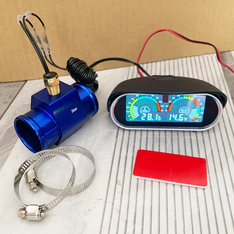 LED デジタル 2in1 車のトラックのエンジン温度と電圧ゲージメーターオーバーヒート警報 12 V/24 V 水温ゲージ電圧計