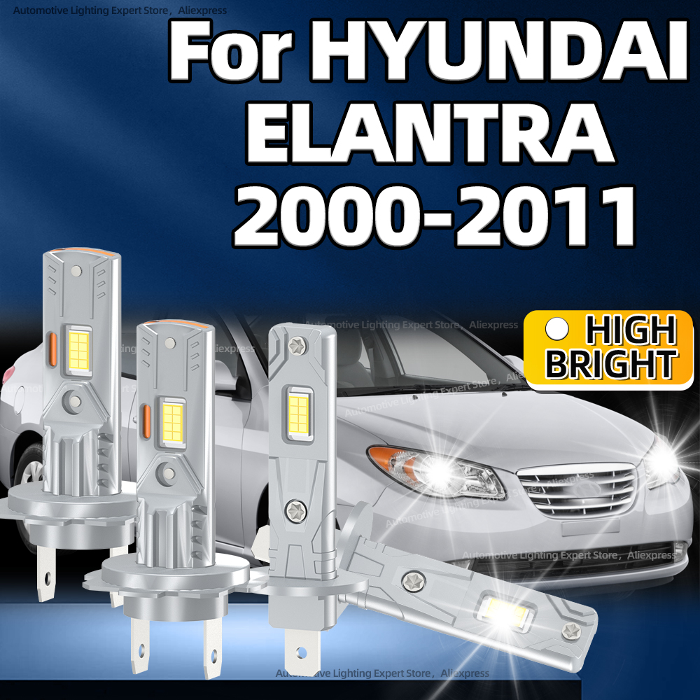 2/4 個ヘッドライトターボランプ 6000K H7 H1 LED カーライト 50000LM プラグプレイヒュンダイエラントラ 2000 2001 2002 2003 2004 2005-2011