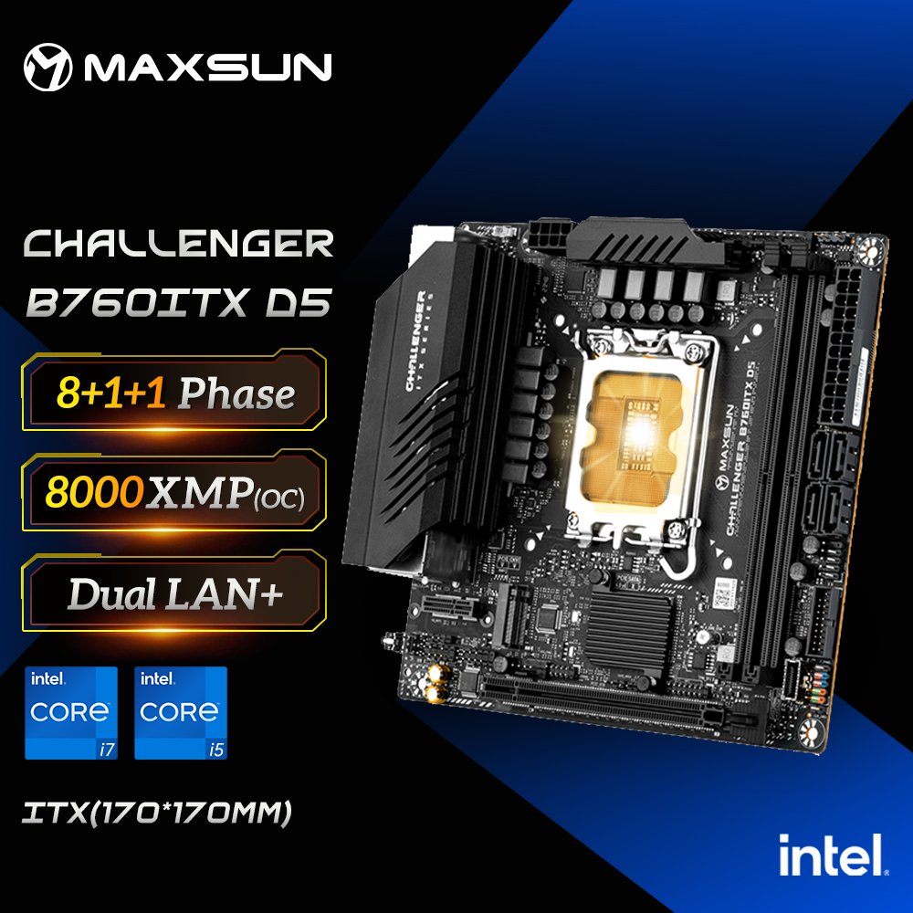 MAXSUN ゲームマザーボード B760ITX D5 サポートインテル 14 13 第 12 世代コア CPU DDR5 M.2 PCIEX16 4.0 コンピュータコンポーネント
