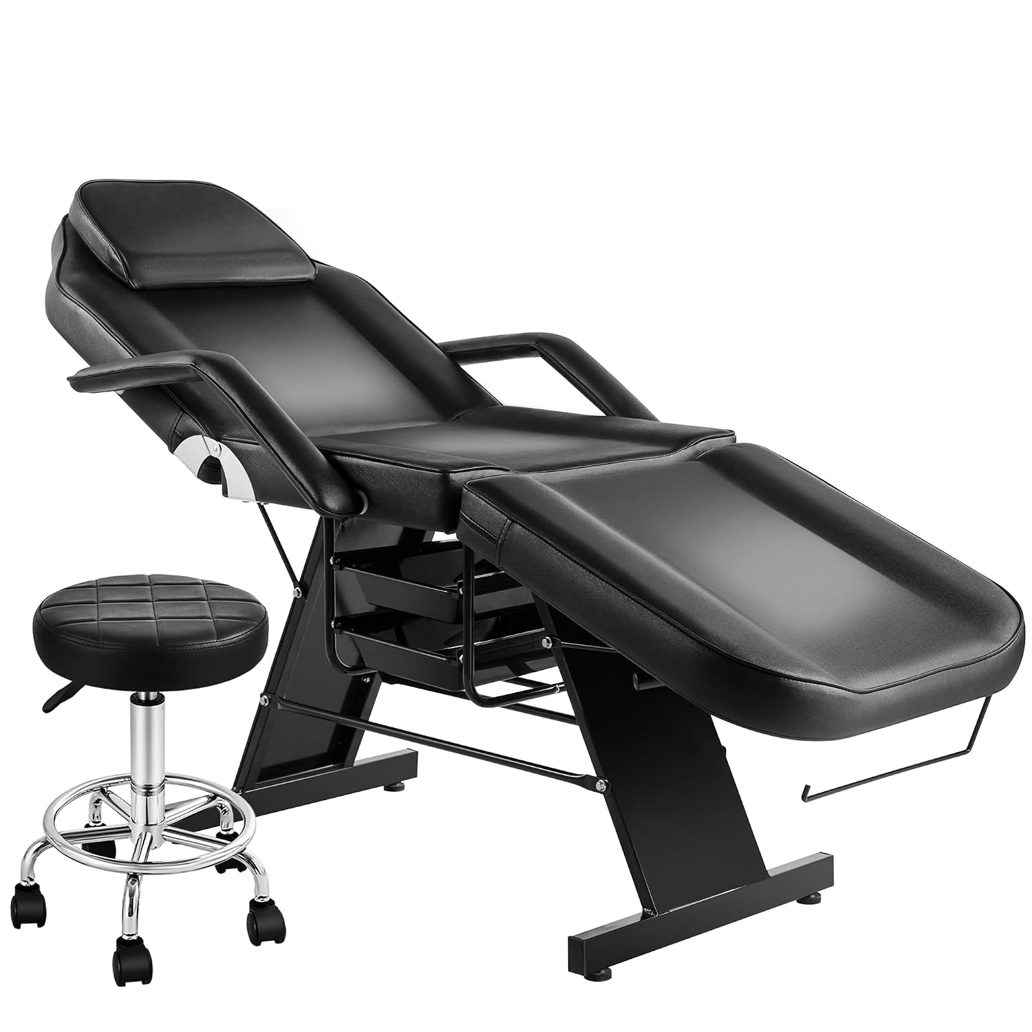 クライアント用タトゥーチェア、油圧スツール付きエステティシャンフェイシャルベッド、2トレイ付きラッシュマッサージテーブル、多目的、カスタム