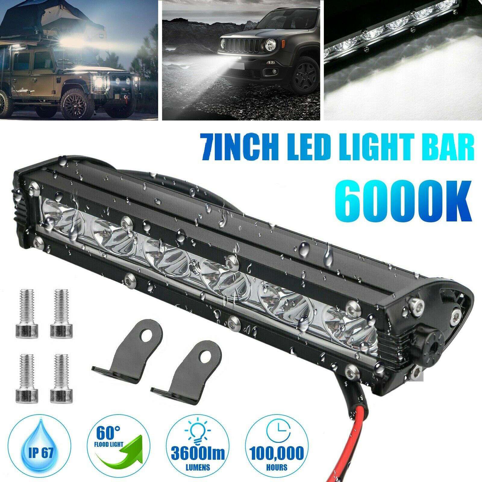7 インチ 1800LM 18 ワット防水スポットフラッドコンボライト超スリム単列オフロード LED ライトバートラック ATV ボート車-A28K