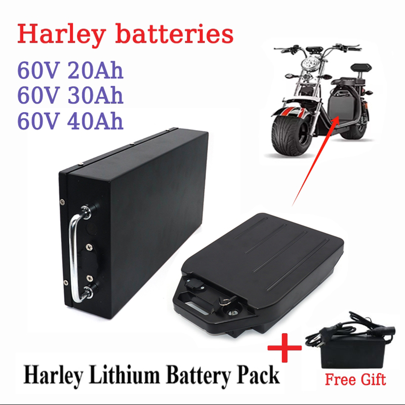 ハーレー用バッテリー%100 60V 20Ah 30Ah 40Ah電動バイク18650リチウムバッテリーCityCoco電動スクーターに適しています