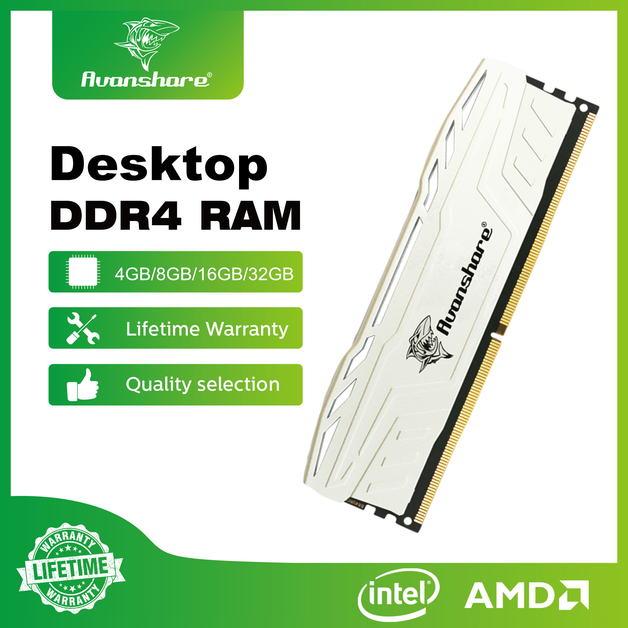Avanshare 新型メモリ RAM DDR4 DDR5 32GB 16GB 8GB 5600MHz 3200MHz 2666MHz 2400MHz PC ヒートシンク メモリ RAM Intel XMP 3.0 AMD Expo