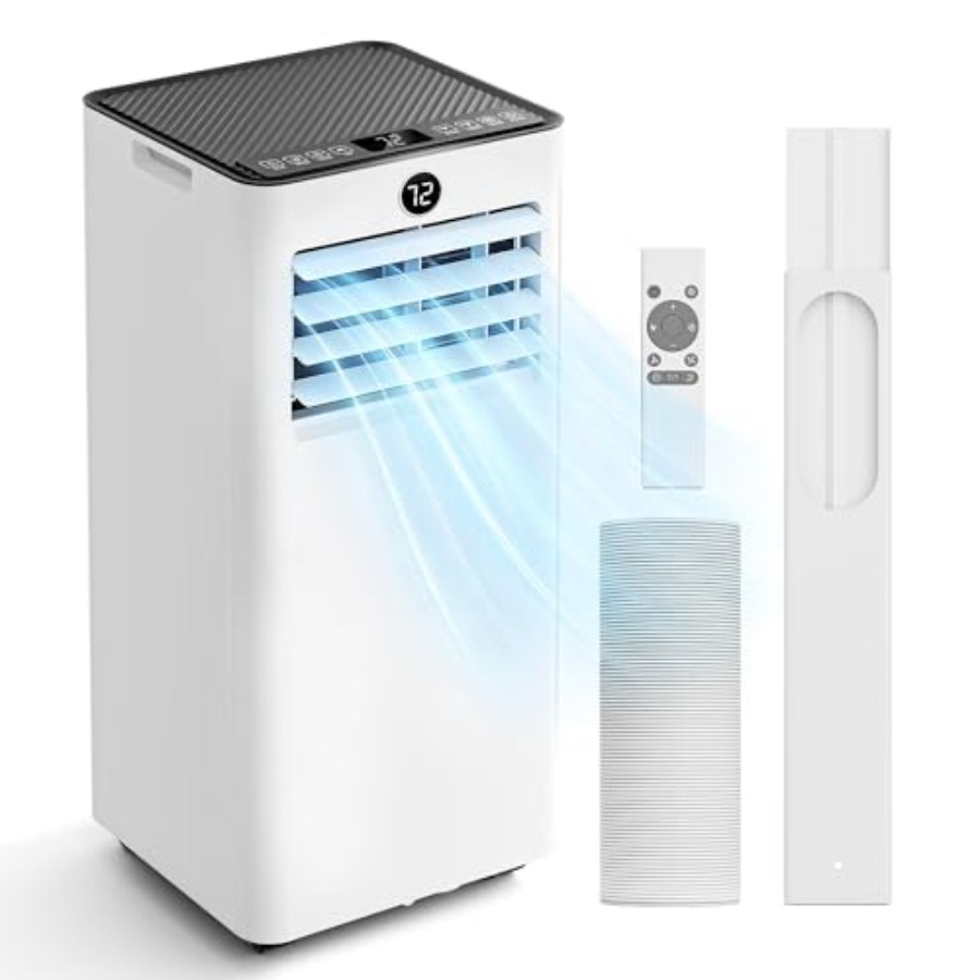 寝室用ポータブルエアコン、8000 BTU、アップグレードされた4-in-1ユニット冷却/除湿/ファン/睡眠、白、最大350平方フィート冷却、含む