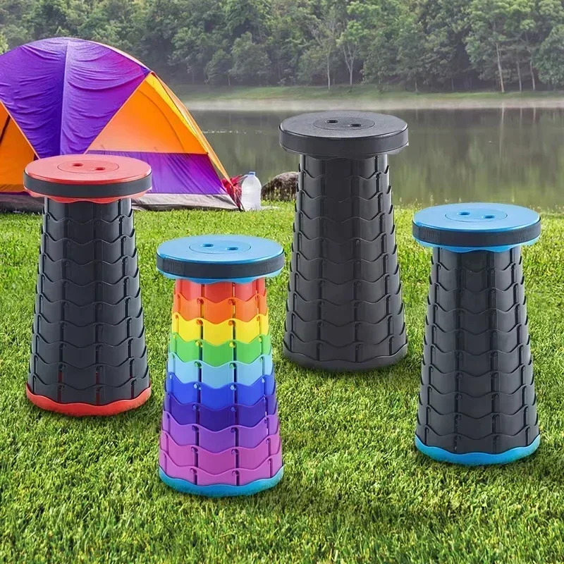 ポータブルプラスチック折りたたみ伸縮椅子、釣りビーチキャンプ用軽量調節可能なスツール、コンパクトな屋外折りたたみシート