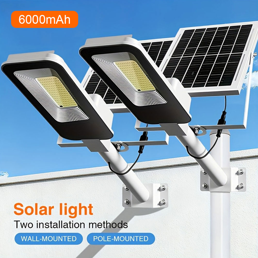 屋外防水ソーラーランプ 4 セット、6000mAh ソーラー街路灯、夕暮れから夜明けまでの屋外照明に適しています