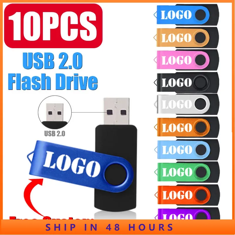 10 ピース/ロット USB フラッシュドライブ無料カスタムロゴドライブ 4 ギガバイト 8 ギガバイト 16 ギガバイト 32 ギガバイト 64 ギガバイト 128 ギガバイトペンドライブ金属 usb 2.0 フラッシュドライブオフィスに最適