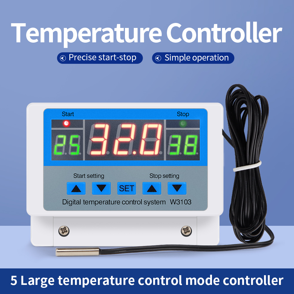 デジタル温度コントローラー 220V 最大 5000W デジタルサーモスタット 30A -19 〜 99℃ 温度コントローラースイッチ LCD XH-W3103