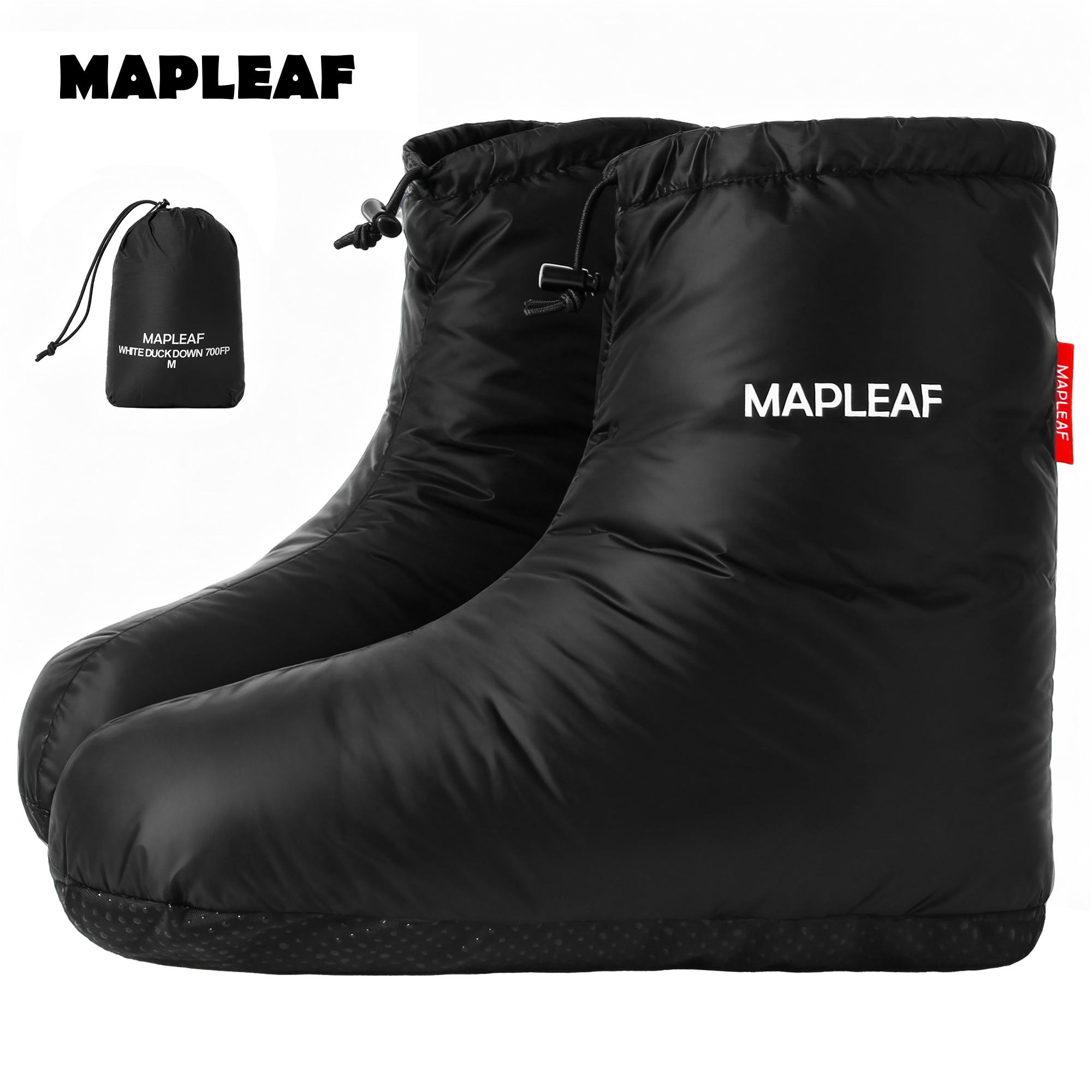 MAPLEAF ダウンブーツ冬暖かいダウン靴下ハイキングダウンフットカバーダウンシューズテントキャンプ睡眠ダウンスリッパフットウォーマー