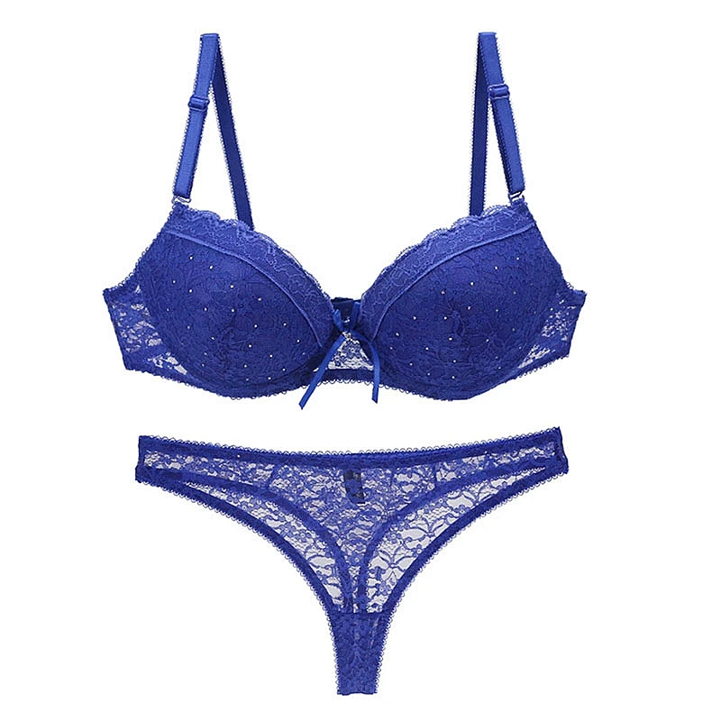 2025 Sexy Bra Sets Push Up Lace Lingerie 34/75 36/80 38/85 40/90 42/95 BCDE Cup White Pink Blue Khaki Green Violet Underwear