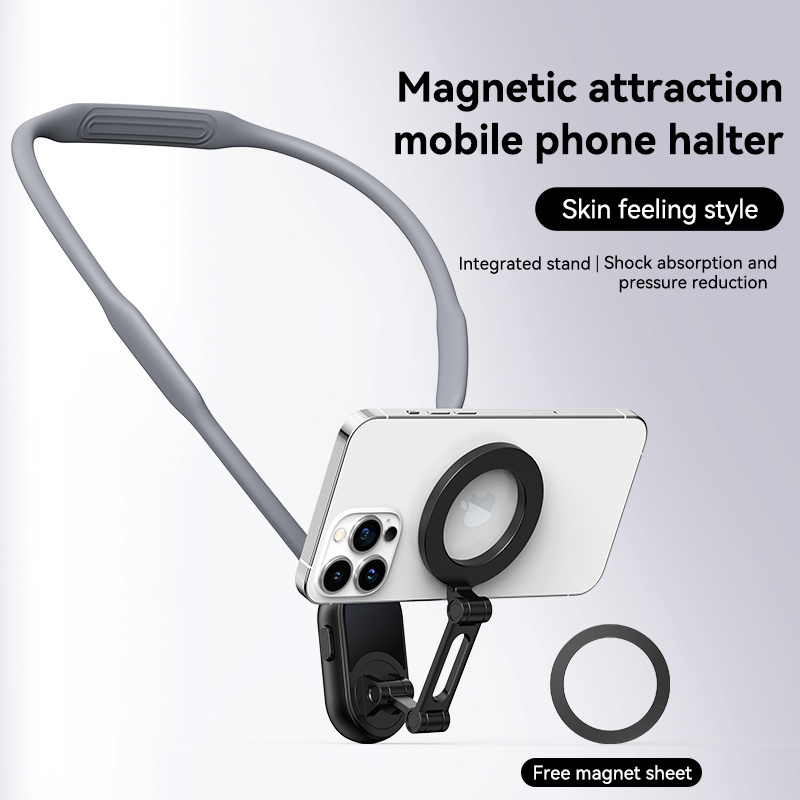 2025 新シリコーン磁気ネックマウントクイックリリース金属ホールド iphone 15 14 13 12 11 サムスン Huawei 社 Xiaomi 電話アクセサリー