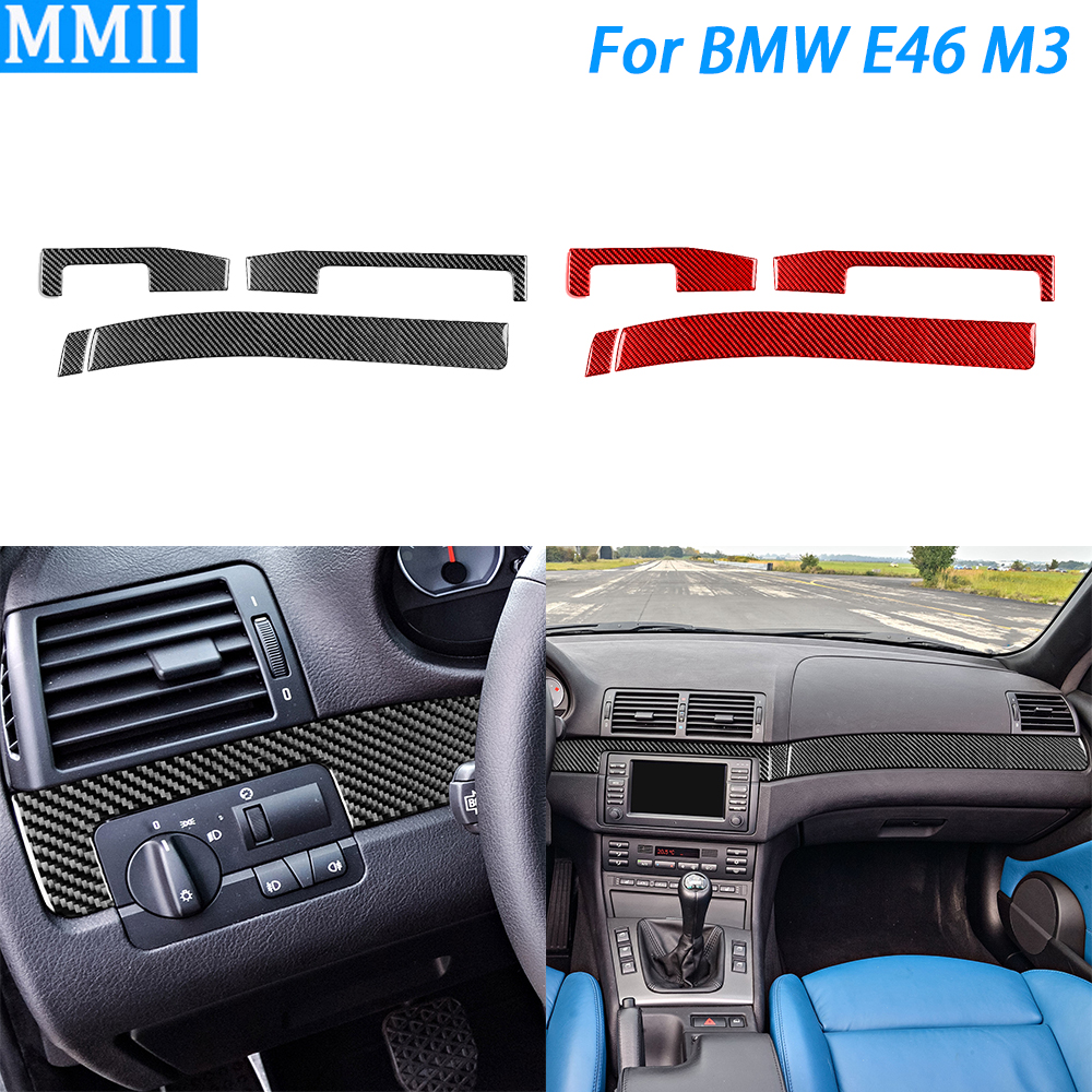 Bmw 3 シリーズ E46 M3 1998-2006 リアルカーボンファイバーダッシュボードパネルスーツトリムカバー車の室内装飾アクセサリーステッカー