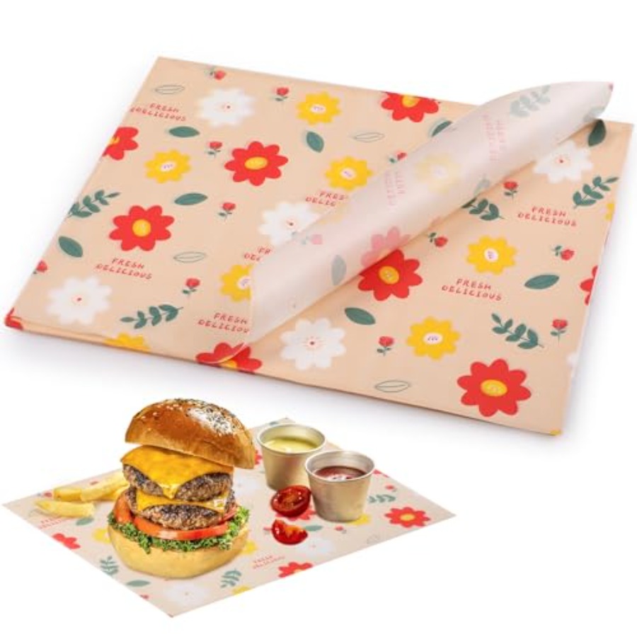 食品用ワックスデリペーパーシート 11 * 15 インチ、フライドポテト、2026 バーガー、ドライサンドイッチラップパプ用フードバスケットライナー 100 枚