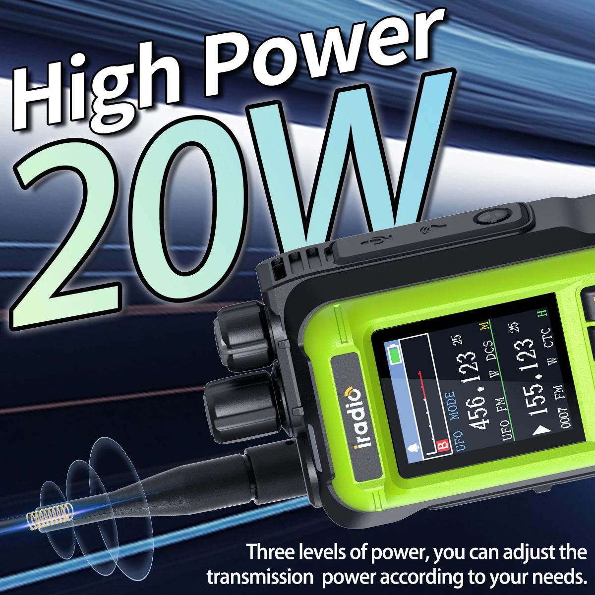 Iradio RT-UV99 20 ワットエアバンドトランシーバーマルチバンドハイパワー FM NOAA 1024CH ワイヤレスコピー周波数長距離 Type-C ハム