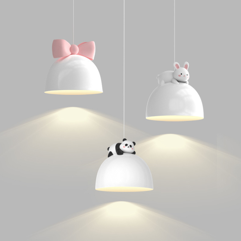Children's Room Chandelier Cute Boy Girl Bedroom Bedside Lamp Pink Bow Rabbit Panda Lamp Warm Princess Room Baby Room Chandelier