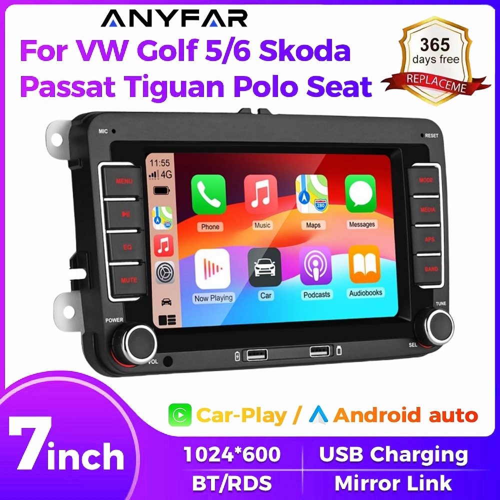 7 "2 Din HD カーメディアビデオ RDS Airplay カーラジオ CarPlay Android オートステレオオーディオフォルクスワーゲン/シート/シュコダ/パサート/ゴルフ/ポロ用