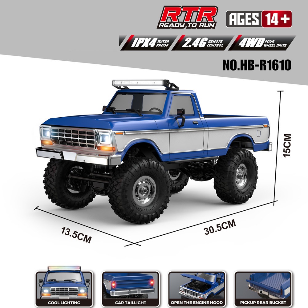 HB 1:16 RC カー R1611 RC 4x4 オフロード車両フル機能 RC クローラー合金ドライブ シャフトリアルな LED ヘッドライトまたはルーフライト